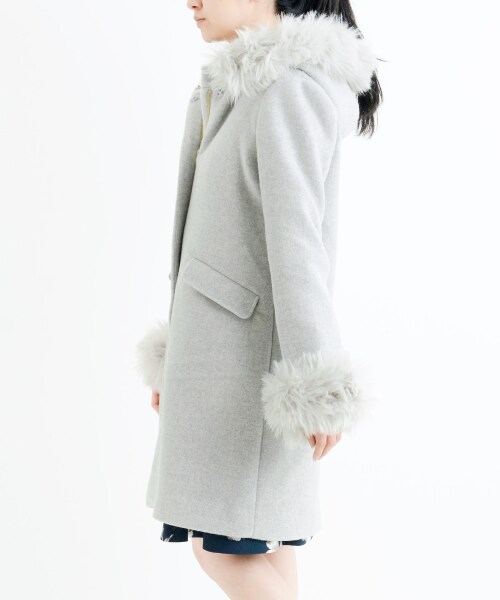 MAJESTIC LEGON（マジェスティックレゴン）の「【予約商品★ポイント5倍中!!】ファー付フードコート（ジャケット/アウター・レディース・アイボリー/ピンク/ブルー/グレー・S(7号)/M(9号)）」の11枚目の写真