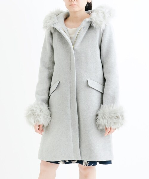 MAJESTIC LEGON（マジェスティックレゴン）の「【予約商品★ポイント5倍中!!】ファー付フードコート（ジャケット/アウター・レディース・アイボリー/ピンク/ブルー/グレー・S(7号)/M(9号)）」の10枚目の写真