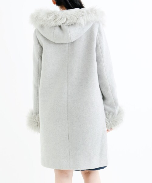 MAJESTIC LEGON（マジェスティックレゴン）の「【予約商品★ポイント5倍中!!】ファー付フードコート（ジャケット/アウター・レディース・アイボリー/ピンク/ブルー/グレー・S(7号)/M(9号)）」の12枚目の写真