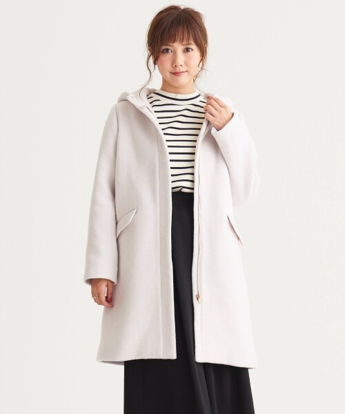 MAJESTIC LEGON（マジェスティックレゴン）の「【予約商品★ポイント5倍中!!】ファー付フードコート（ジャケット/アウター・レディース・アイボリー/ピンク/ブルー/グレー・S(7号)/M(9号)）」の8枚目の写真