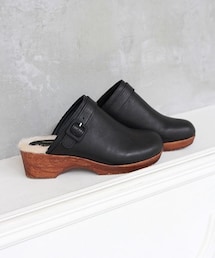 studio CLIP | フェイクレザーファー付きサボ(シューズ)