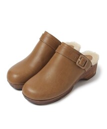 studio CLIP | フェイクレザーファー付きサボ(シューズ)