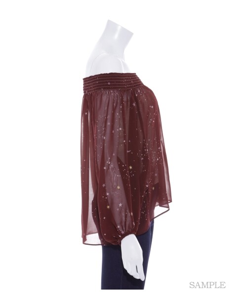 LILY BROWN（リリーブラウン）の「スターシフォンブラウス（ブラウス・レディース・PBEG/BRW/BLK・F）」の7枚目の写真