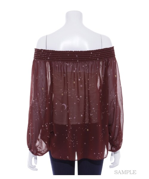 LILY BROWN（リリーブラウン）の「スターシフォンブラウス（ブラウス・レディース・PBEG/BRW/BLK・F）」の6枚目の写真