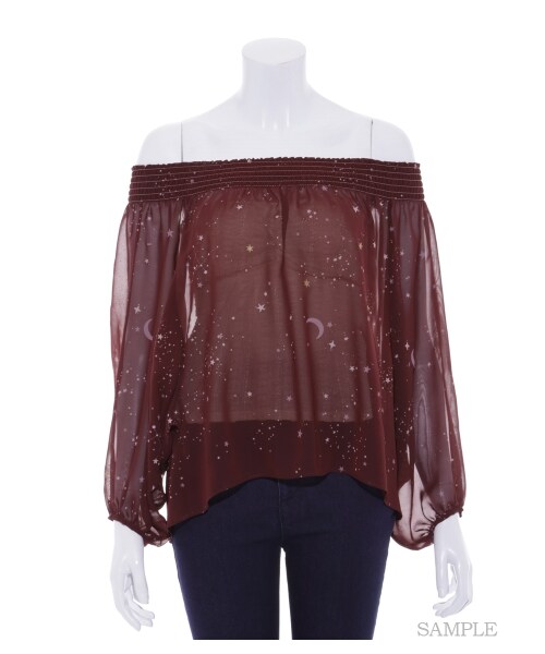 LILY BROWN（リリーブラウン）の「スターシフォンブラウス（ブラウス・レディース・PBEG/BRW/BLK・F）」の5枚目の写真