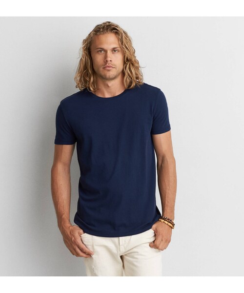 American Eagle（アメリカンイーグル）の「AEOシリアスリーソフトソフトクルーネックTシャツ（Tシャツ/カットソー・メンズ・ホワイト/ネイビー・XS/S/M/L/XL/XXL/XXXL）」の2枚目の写真