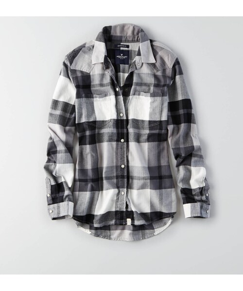 American Eagle（アメリカンイーグル）の「AEOプラッドウェスタンシャツ（シャツ/ブラウス・レディース・ブラック/ホワイト/マスタード/ティール/レッド・XXS/XS/S/M/L/XL）」の2枚目の写真