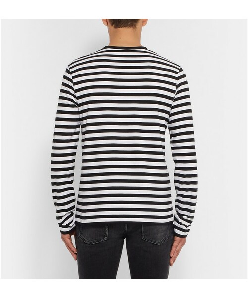 Acne Studios(アクネストゥディオズ)の「Acne Studios Slim-Fit Striped Cotton-Jersey T-Shirt(Tシャツ/カットソー・メンズ・Black・XS/S/M/L/XL)」の2枚目の写真