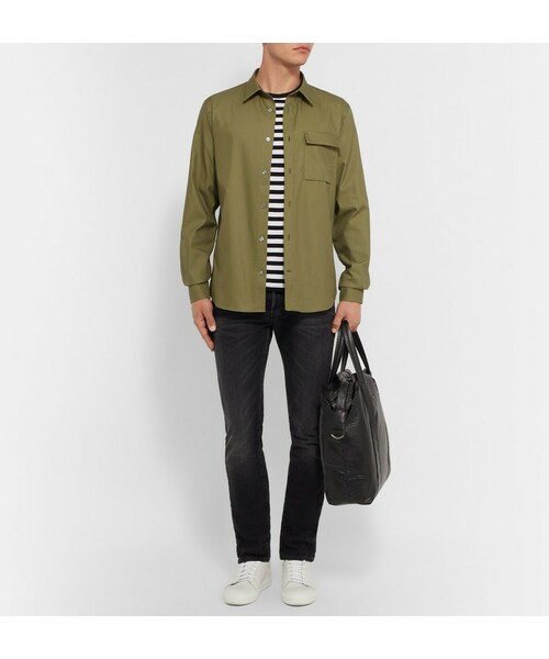 Acne Studios(アクネストゥディオズ)の「Acne Studios Slim-Fit Striped Cotton-Jersey T-Shirt(Tシャツ/カットソー・メンズ・Black・XS/S/M/L/XL)」の4枚目の写真