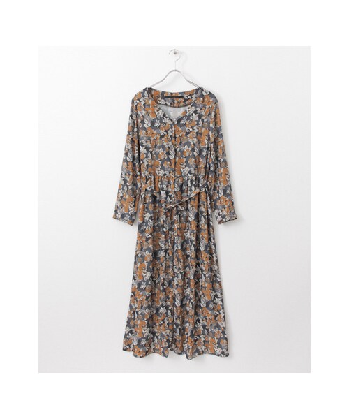KBF（ケイビーエフ）の「KBF+ レトロフラワーマキシワンピース（ワンピース/ドレス・レディース・BLACK/NAVY/CAMEL・one）」の2枚目の写真