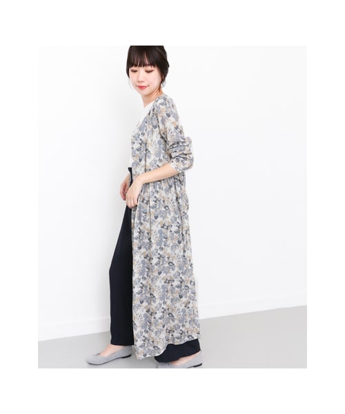 KBF（ケイビーエフ）の「KBF+ レトロフラワーマキシワンピース（ワンピース/ドレス・レディース・BLACK/NAVY/CAMEL・one）」の7枚目の写真