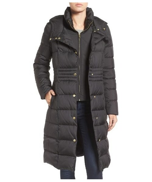 cole haan quilted coat with inner bib