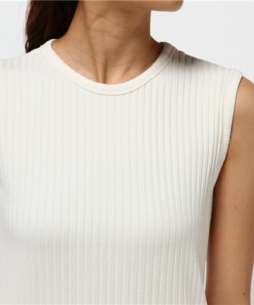 actuel(アクチュエル)の「テレコノースリーブトップス(Tシャツ/カットソー・レディース・オフホワイト/ブラック/カーキ/レンガ・FREE)」の8枚目の写真