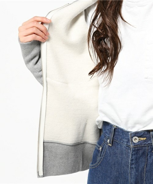 Traditional Weatherwear（トラディショナルウェザーウェア）の「Traditional Weatherwear ジップフードパーカー（パーカー・レディース・グレー/ネイビー・SMALL）」の10枚目の写真