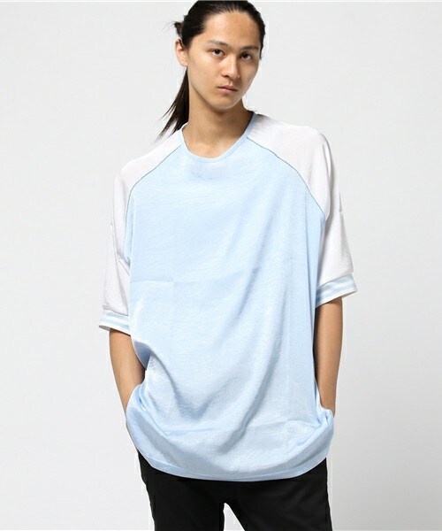 CASPER JOHN AIVER(キャスパージョンアイバー)の「CASPER JOHN AIVER ラインリブスーベニアビッグロングT(Tシャツ/カットソー・メンズ・ブラック/サックスブルー・FREE)」の17枚目の写真
