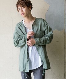 CASPER JOHN AIVER | CASPER JOHN AIVER  ノーカラーシャツブルゾン(シャツ/ブラウス)