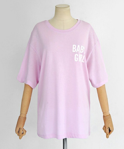 DHOLIC(ディーホリック)の「BABYGIRLロゴボクシーTシャツ(Tシャツ/カットソー・レディース・スカイブルー/ホワイト/ピンク・FREE)」の3枚目の写真