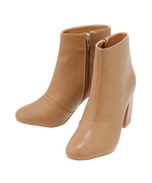 MERCURYDUO（マーキュリーデュオ）の「Simpleスクエアヒールショートブーツ（シューズ・レディース・ブラック/ベージュ・36/38）」の6枚目の写真