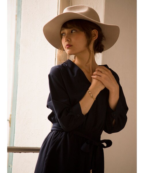 MERCURYDUO（マーキュリーデュオ）の「ツバ広ウールHAT（帽子・レディース・ライトグレー/ベージュ・F）」の3枚目の写真