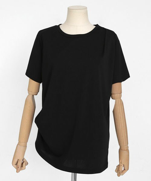 DHOLIC（ディーホリック）の「ショルダータックサイドドレープTシャツ（Tシャツ/カットソー・レディース・ホワイトアイボリー/ブラック/ベージュ・FREE）」の2枚目の写真