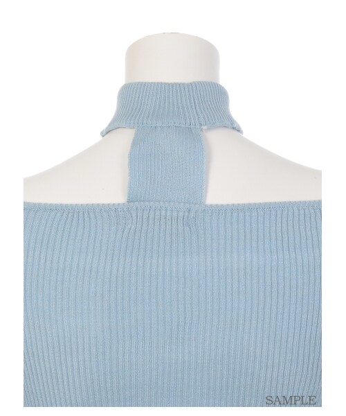 lilLilly（リルリリー）の「チョーカーネックリブニット（トップス・レディース・BEIGE/BLUE/GRAY/BLACK・FREE）」の9枚目の写真