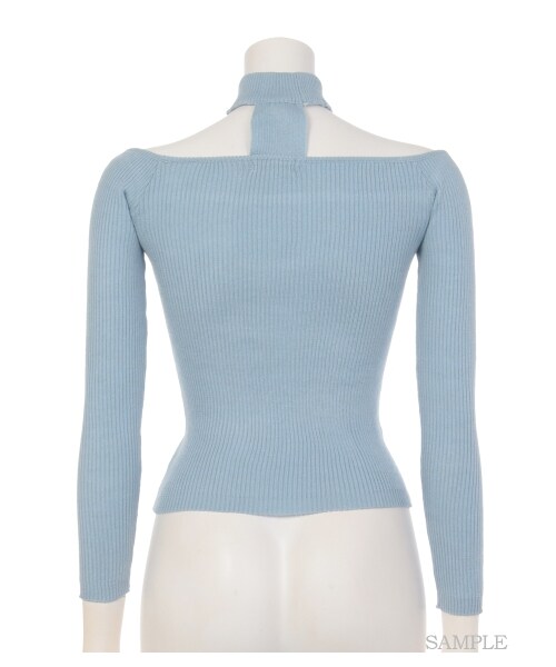 lilLilly（リルリリー）の「チョーカーネックリブニット（トップス・レディース・BEIGE/BLUE/GRAY/BLACK・FREE）」の6枚目の写真