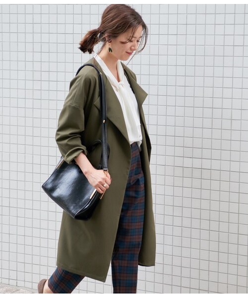 VIS（ビス）の「ベルト付きガウンコート（ジャケット/アウター・ベージュ系/カーキ/ネイビー・F）」の3枚目の写真