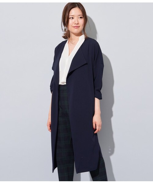 VIS（ビス）の「ベルト付きガウンコート（ジャケット/アウター・ベージュ系/カーキ/ネイビー・F）」の4枚目の写真