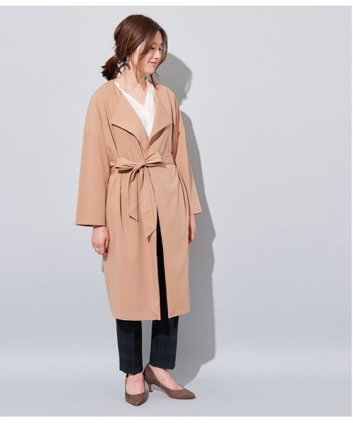 VIS（ビス）の「ベルト付きガウンコート（ジャケット/アウター・ベージュ系/カーキ/ネイビー・F）」の9枚目の写真