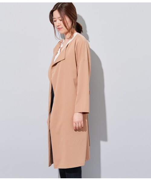 VIS（ビス）の「ベルト付きガウンコート（ジャケット/アウター・ベージュ系/カーキ/ネイビー・F）」の5枚目の写真
