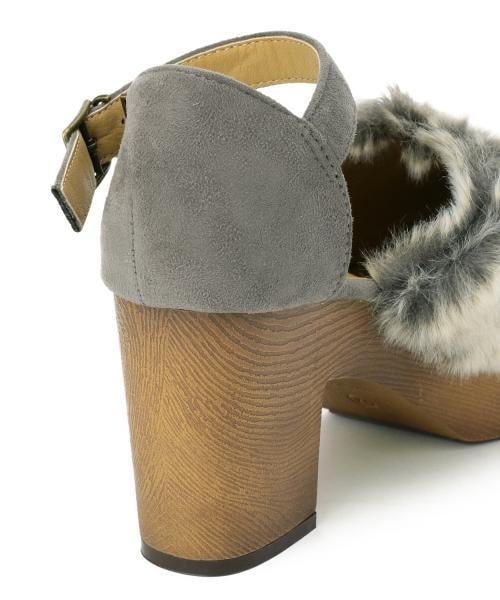 RAY CASSIN（レイカズン）の「ファー付きサボサンダル（シューズ・レディース・ブラック/グレー/クリーム・M/L）」の8枚目の写真