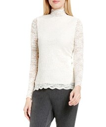 VINCE CAMUTO | Vince Camuto Scallop Lace Mock Neck Top(トップス)