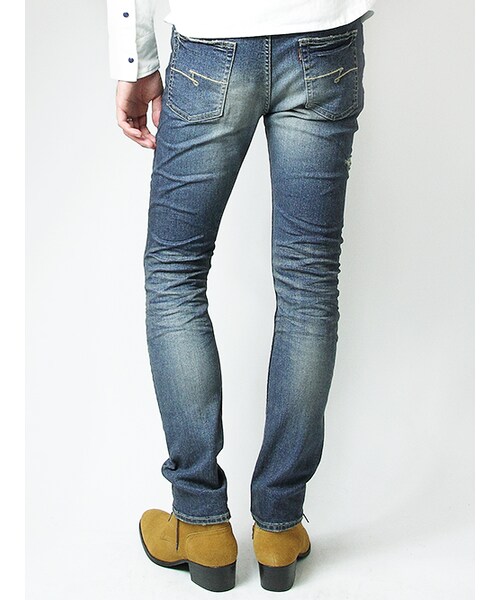 JACKROSE（ジャックローズ）の「ハイパーストレッチダメージリメイクデニム（パンツ・メンズ・インディゴ・S/M/L/XL）」の3枚目の写真
