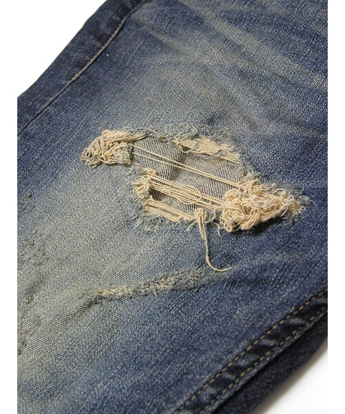 JACKROSE（ジャックローズ）の「ハイパーストレッチダメージリメイクデニム（パンツ・メンズ・インディゴ・S/M/L/XL）」の6枚目の写真