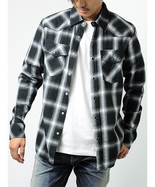 JACKROSE(ジャックローズ)の「LMオンブレチェックWT(トップス・メンズ・ブラック/レッド/ブルー・M/L/XL)」の1枚目の写真