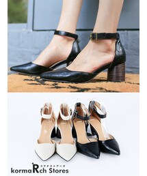 KORMARCH | アンクルストラップエナメルヒール(パンプス)