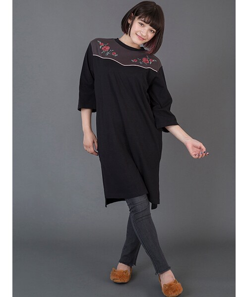w closet(ダブルクローゼット)の「【A/W】ウエスタン風刺繍入りワンピース(ワンピース/ドレス・レディース・ボルドー/ブラック・FREE)」の11枚目の写真