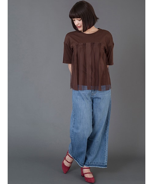 w closet(ダブルクローゼット)の「【A/W】デニム裾加工ワイドパンツ(パンツ・レディース・ブルー/ネイビー・FREE)」の13枚目の写真