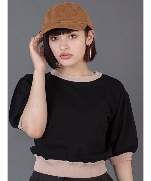 w closet(ダブルクローゼット)の「【A/W】バイカラーニットプルオーバー(トップス・レディース・ピンクベージュ/ミント/ブラック・FREE)」の4枚目の写真