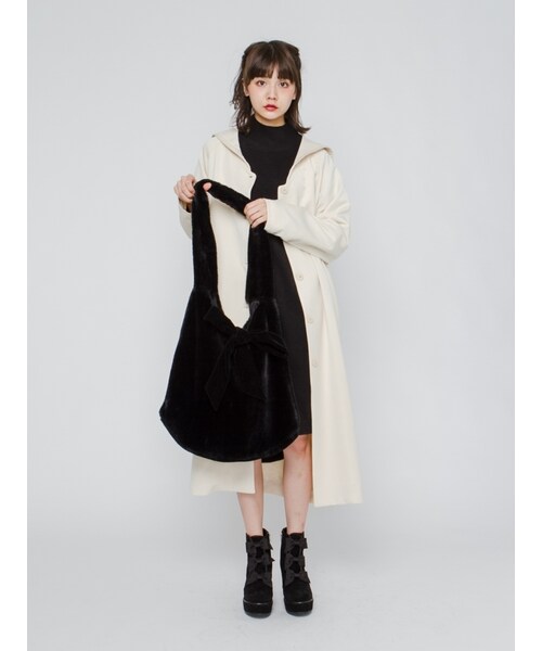 merry jenny（メリージェニー）の「furリボントート（バッグ・レディース・ブラック/ピンク・F）」の3枚目の写真