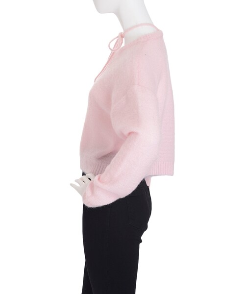 merry jenny（メリージェニー）の「ふわりチョーカーニット（トップス・レディース・オフホワイト/ブラック/ピンク/ミントグリーン・F）」の9枚目の写真