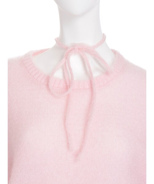 merry jenny（メリージェニー）の「ふわりチョーカーニット（トップス・レディース・オフホワイト/ブラック/ピンク/ミントグリーン・F）」の12枚目の写真