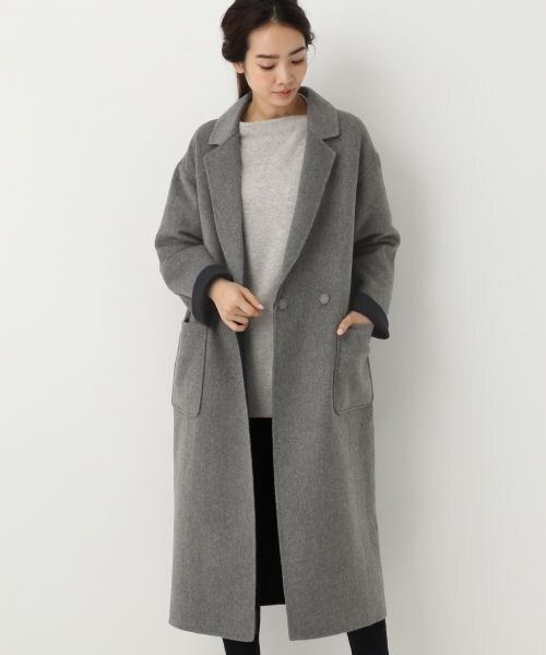 A part by（アパートバイ）の「WP/Wフェイスロングチェスター（ジャケット/アウター・ライトグレー×グレー/グレー×ネイビー・F）」の3枚目の写真