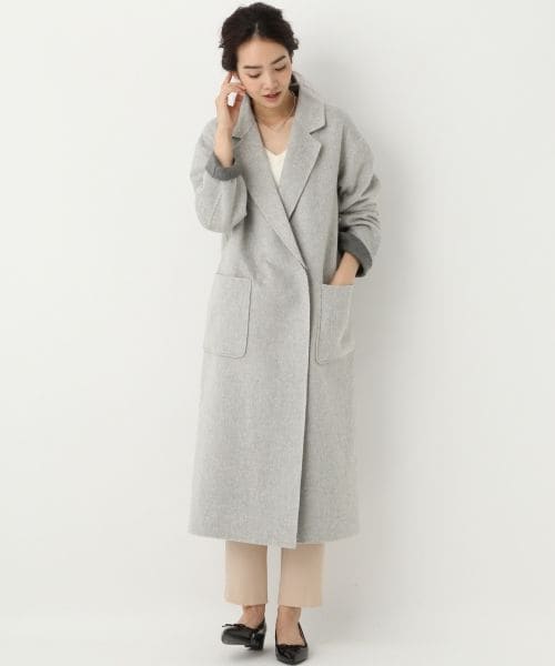 A part by（アパートバイ）の「WP/Wフェイスロングチェスター（ジャケット/アウター・ライトグレー×グレー/グレー×ネイビー・F）」の5枚目の写真