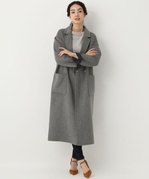 A part by（アパートバイ）の「WP/Wフェイスロングチェスター（ジャケット/アウター・ライトグレー×グレー/グレー×ネイビー・F）」の2枚目の写真