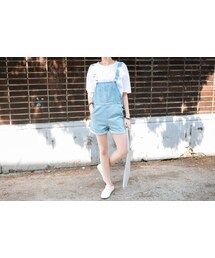 no brand | ハーフ丈カラーデニムオーバーオール/サロペット(シャツ/ブラウス)