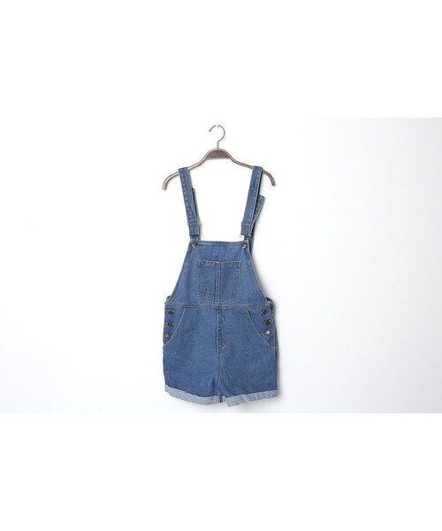 no brand（ノーブランド）の「ハーフ丈カラーデニムオーバーオール/サロペット（シャツ/ブラウス・レディース・その他）」の6枚目の写真