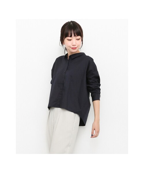KBF（ケイビーエフ）の「KBF+ ワイドシャツ（トップス・レディース・OFF/NAVY/BORDEAUX・one）」の4枚目の写真