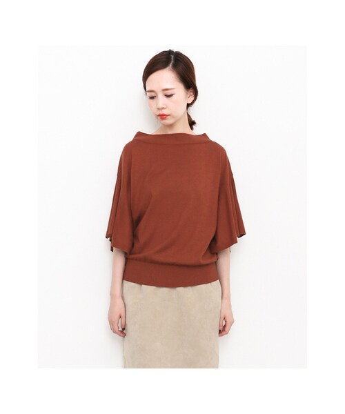 KBF（ケイビーエフ）の「フレアスリーブBACKリボンニット（トップス・レディース・D.BLUE/BROWN/OFF・one）」の7枚目の写真