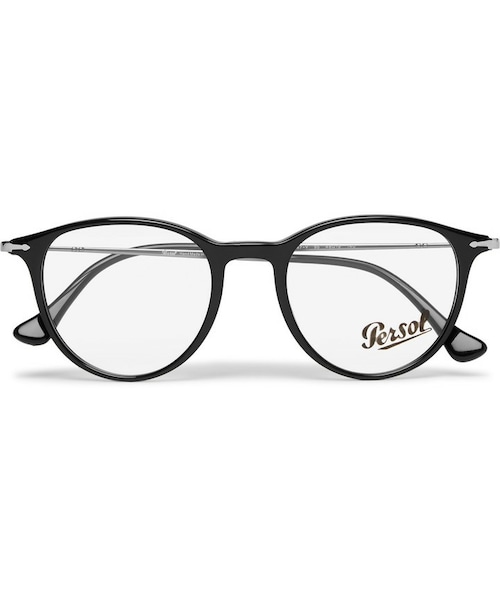 persol(ペルソール)の「Persol Round-Frame Acetate and Silver-Tone Optical Glasses(メガネ・メンズ・Black・One size)」の1枚目の写真